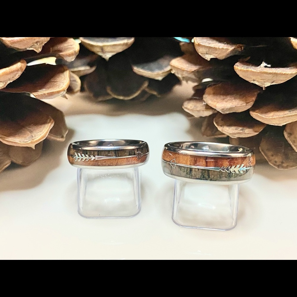 Silver Tungsten Carbide Wood Inlay for Wedding, Engagement, and Anniversary